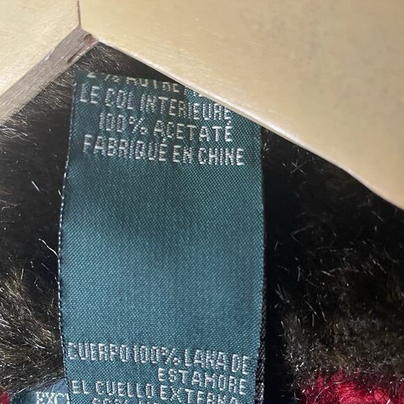 VTG Ralph Lauren Handknit Reindeer Wool Sweater Cardigan Faux Fur Holiday Sz S/M - Picture 16 of 16